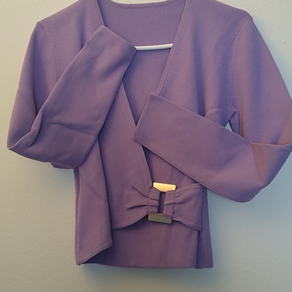 Wrap Cardigan Sweater w/Silver Buckle - Picture 1 of 2